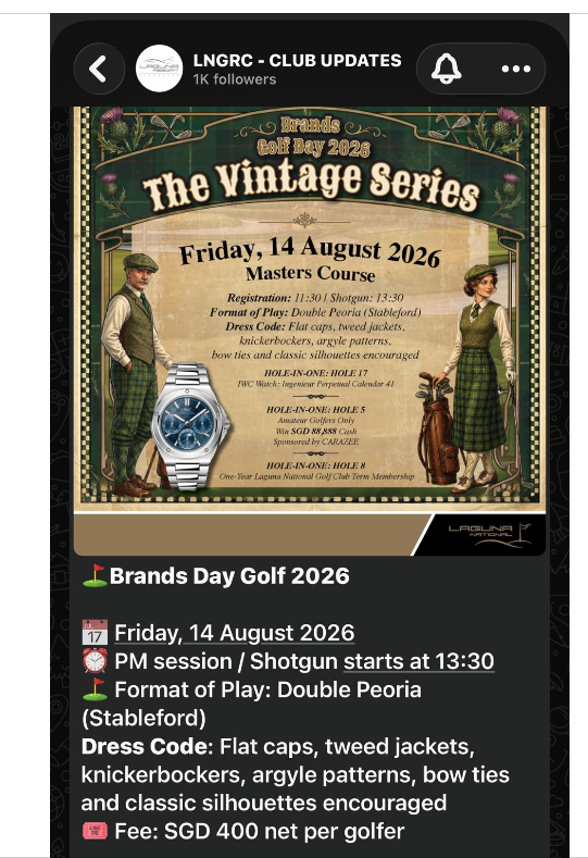 Brands Golf Day 2026 — The Vintage Series flyer